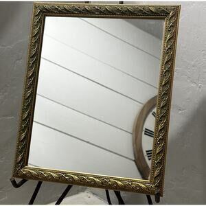 Vintage Gold Gilt Framed Mirror Raised Vine Antiqued Gold Tone Florentine Frame